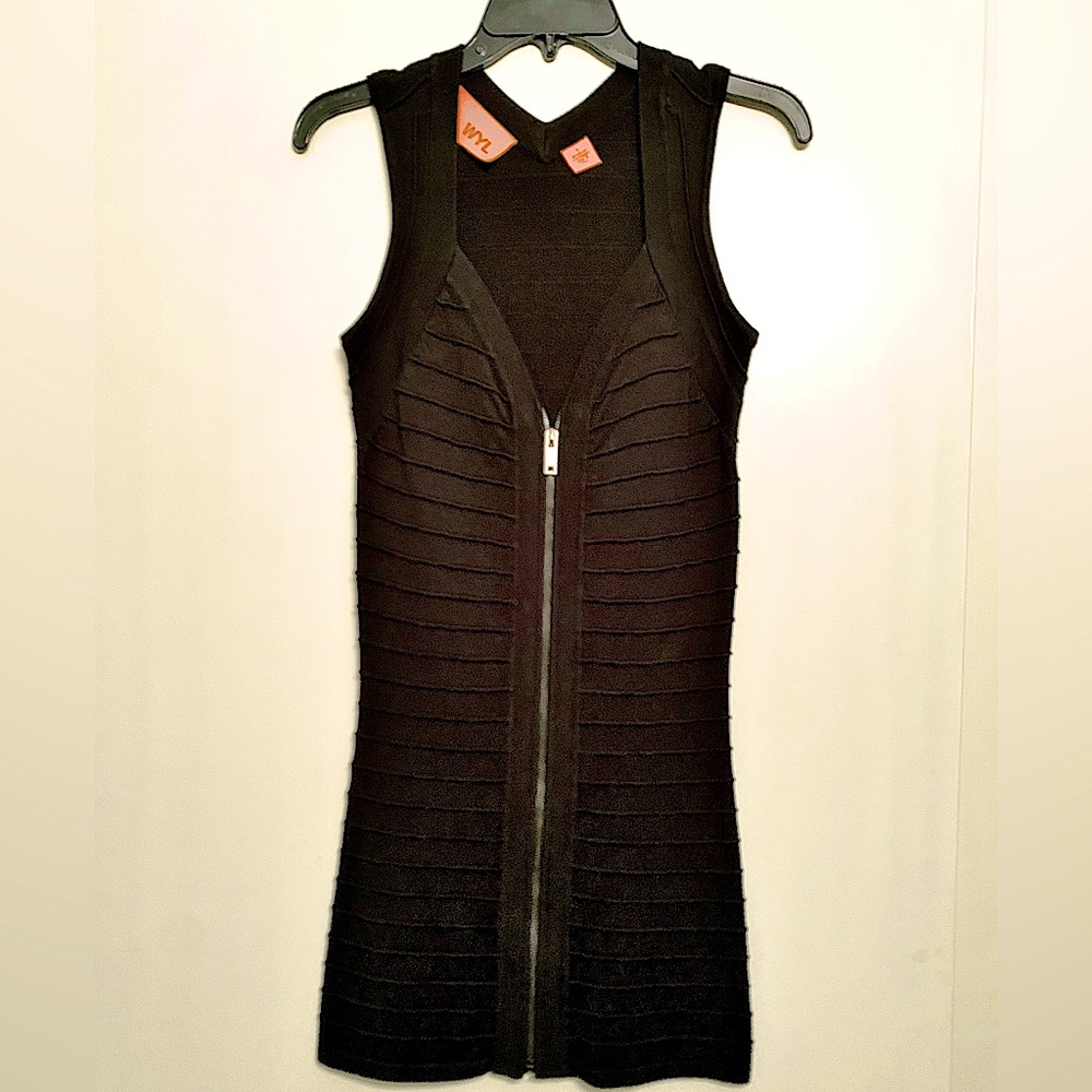 Black front zip up WYL dress.